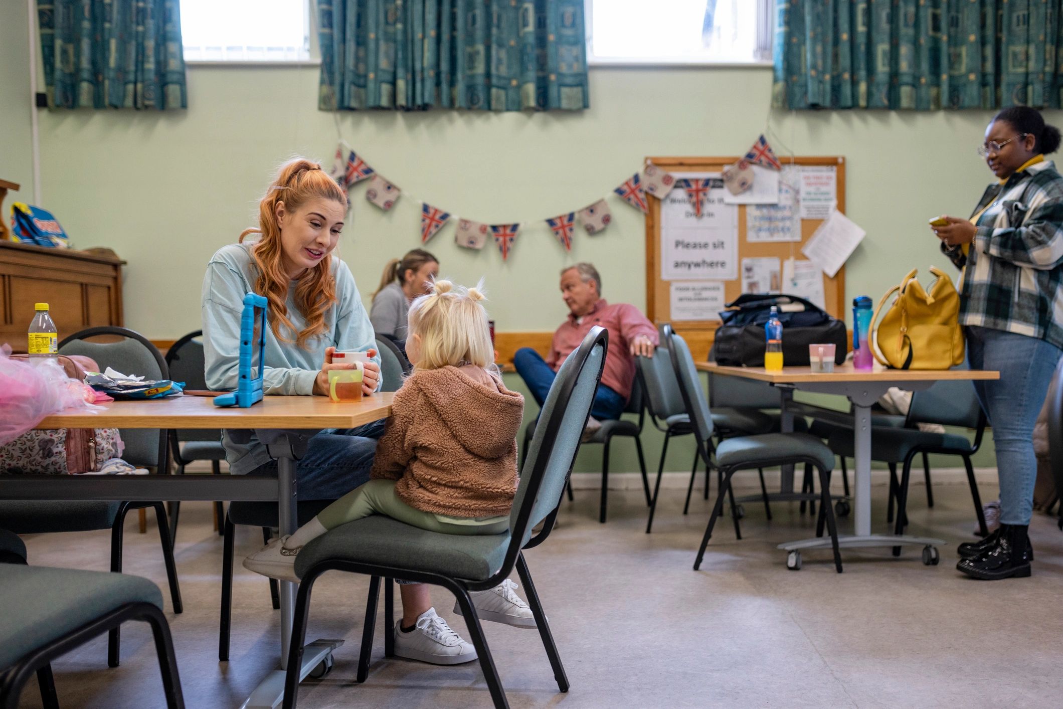 Parent and child in a warm community-centered environment